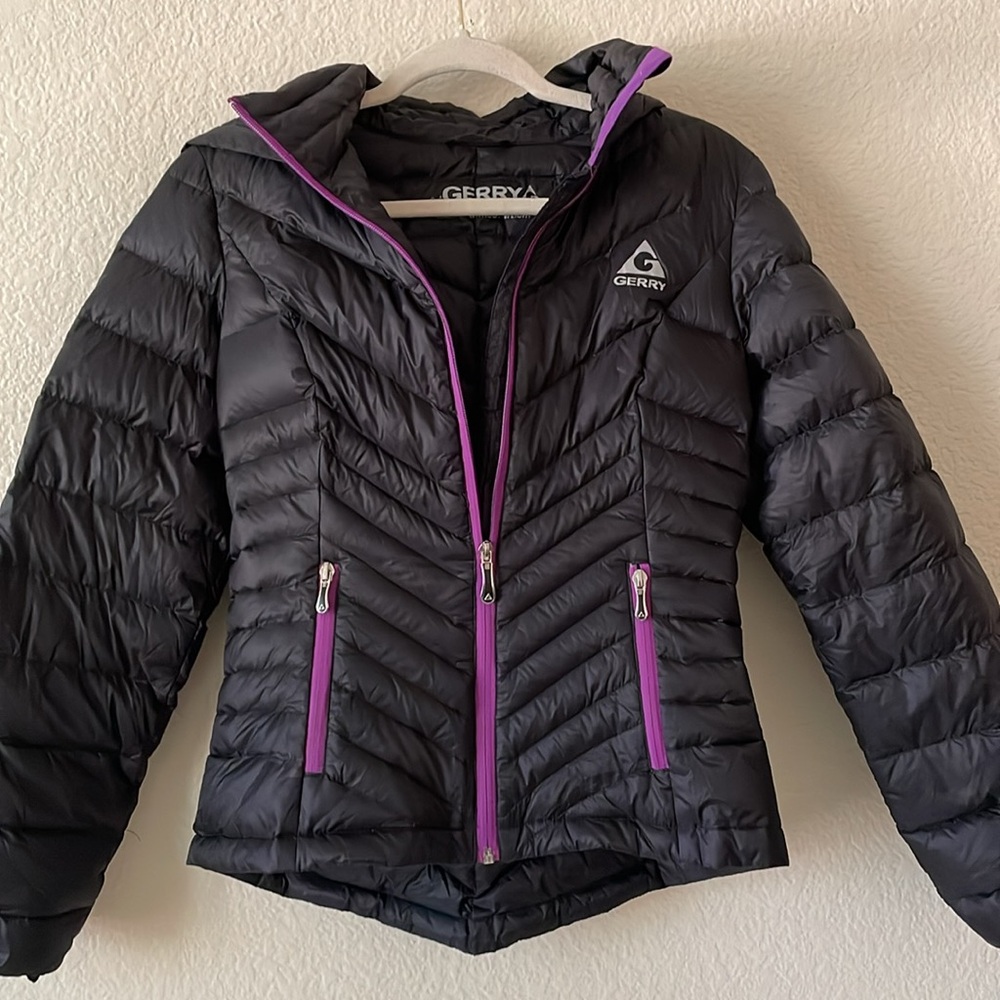 Gerry Lightweight Puffer Jacket Fitted Zip Up Hoodie Indie Retro - Picture 2 of 16